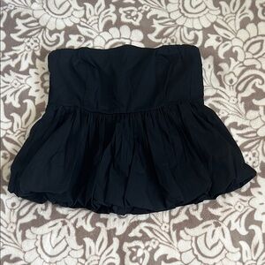 Abercrombie & Fitch Black Strapless Peplum Top